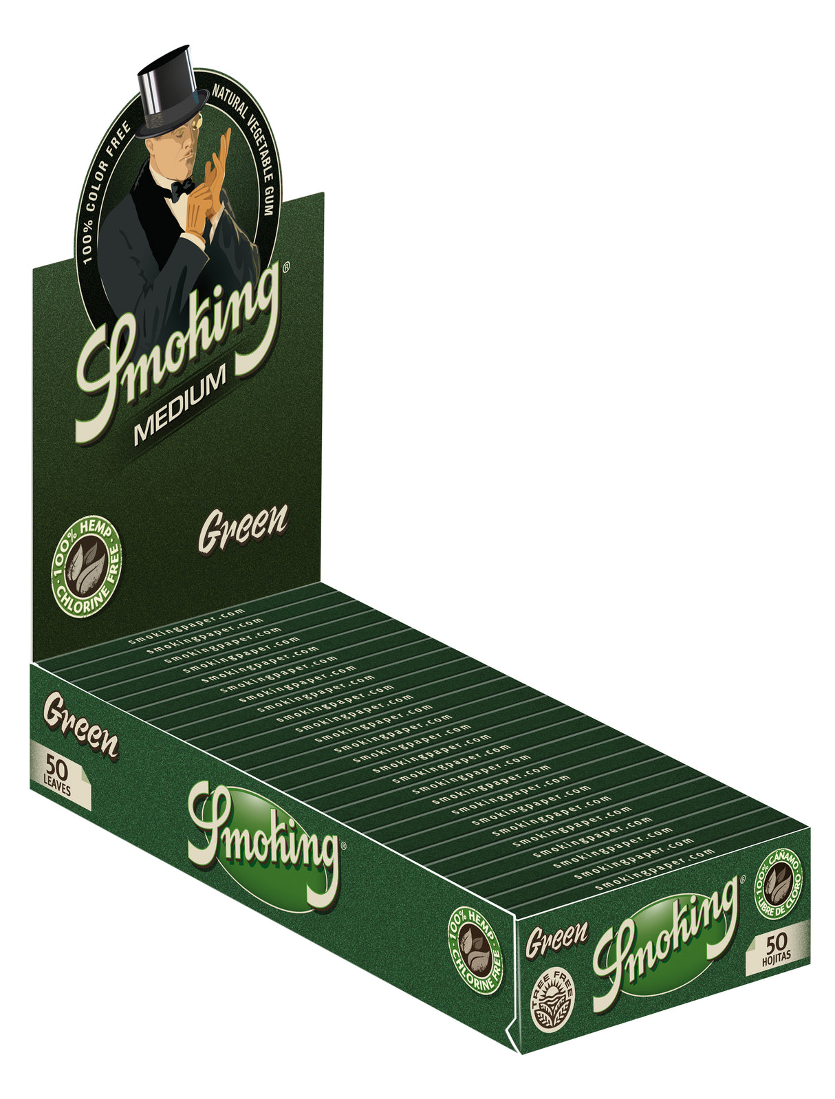Smoking Brand Rolling Papers Green 1 1/4 Size (50 Leaves)
