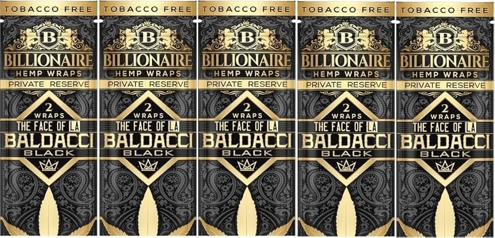 Billionaire Hemp Wraps Baldacci Black 2ct