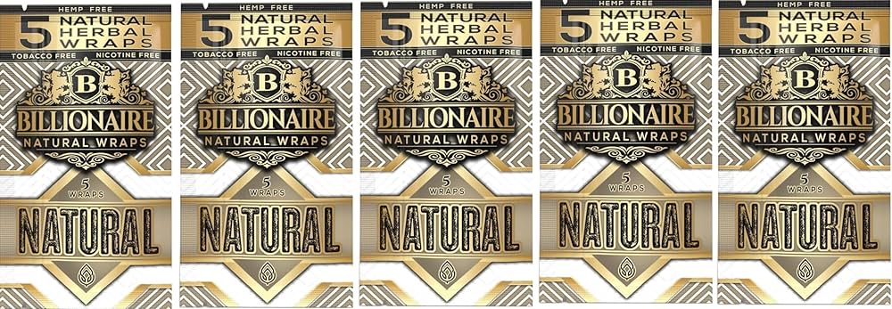 Billionaire Herbal Wraps Natural (5 Wraps Per Pouch) - Made from Tea
