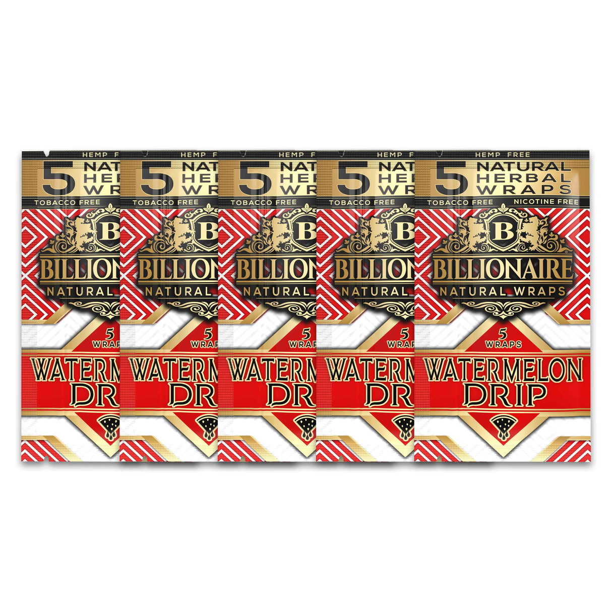 Billionaire Herbal Wraps Watermelon Drip (5 Wraps Per Pouch) - Made from Tea