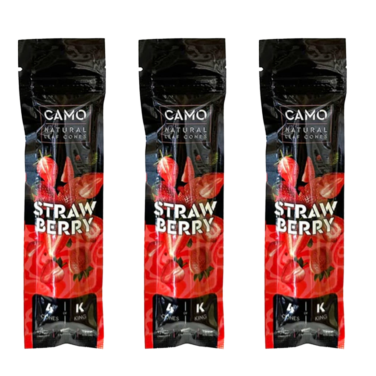 Camo Cones Strawberry King Size (4 Wraps Per Pouch)