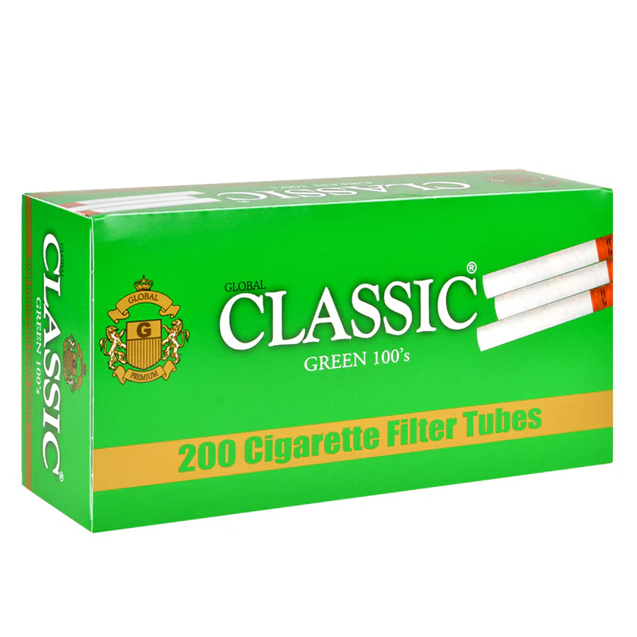 Classic Cigarette Tubes Green (Menthol) 100mm (200 Filter Tubes)