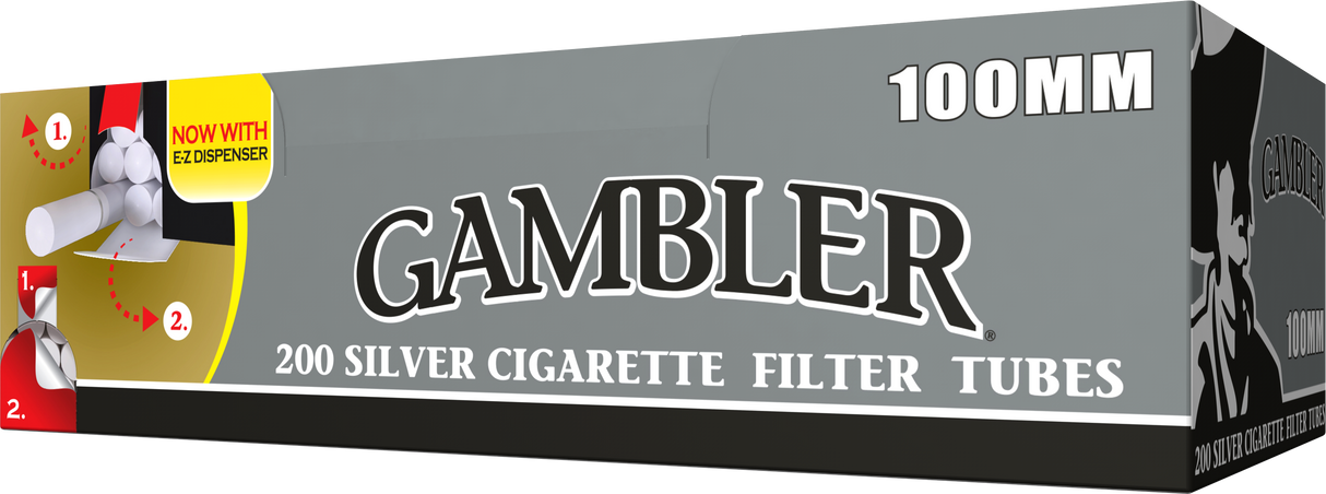 Gambler Cigarette Tubes Silver 100mm Size 200ct