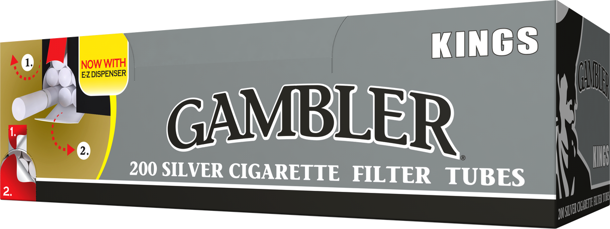 Gambler Cigarette Tubes Silver King Size 200ct