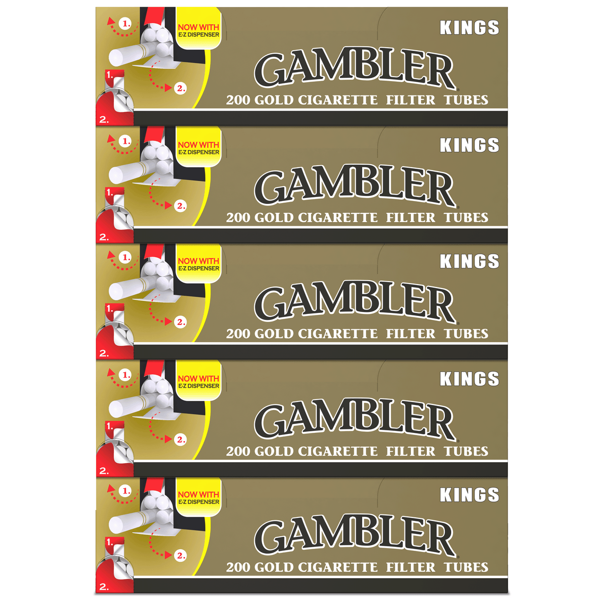 Gambler Cigarette Tubes Gold (Light) King Size 200 Count