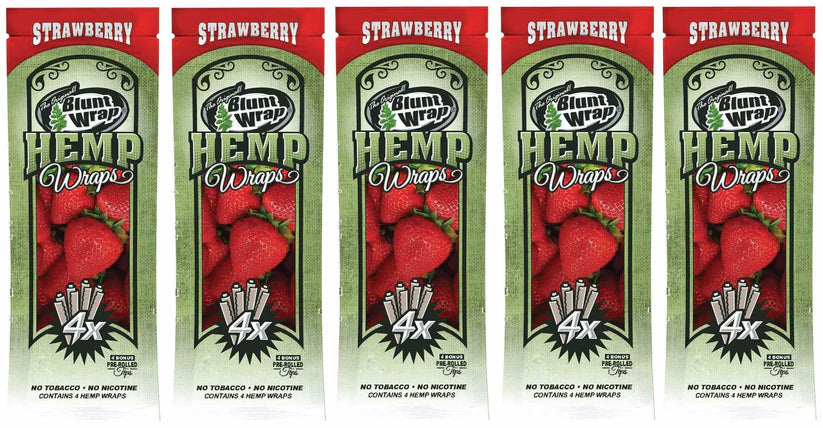 Blunt Wrap Hemp Wraps Strawberry (4 Wraps per Pouch)