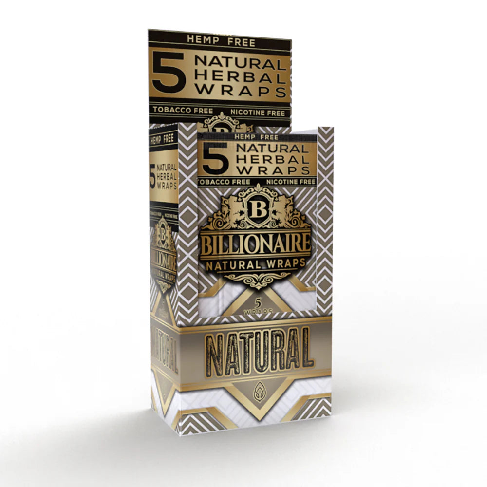 Billionaire Herbal Wraps Natural (5 Wraps Per Pouch) - Made from Tea