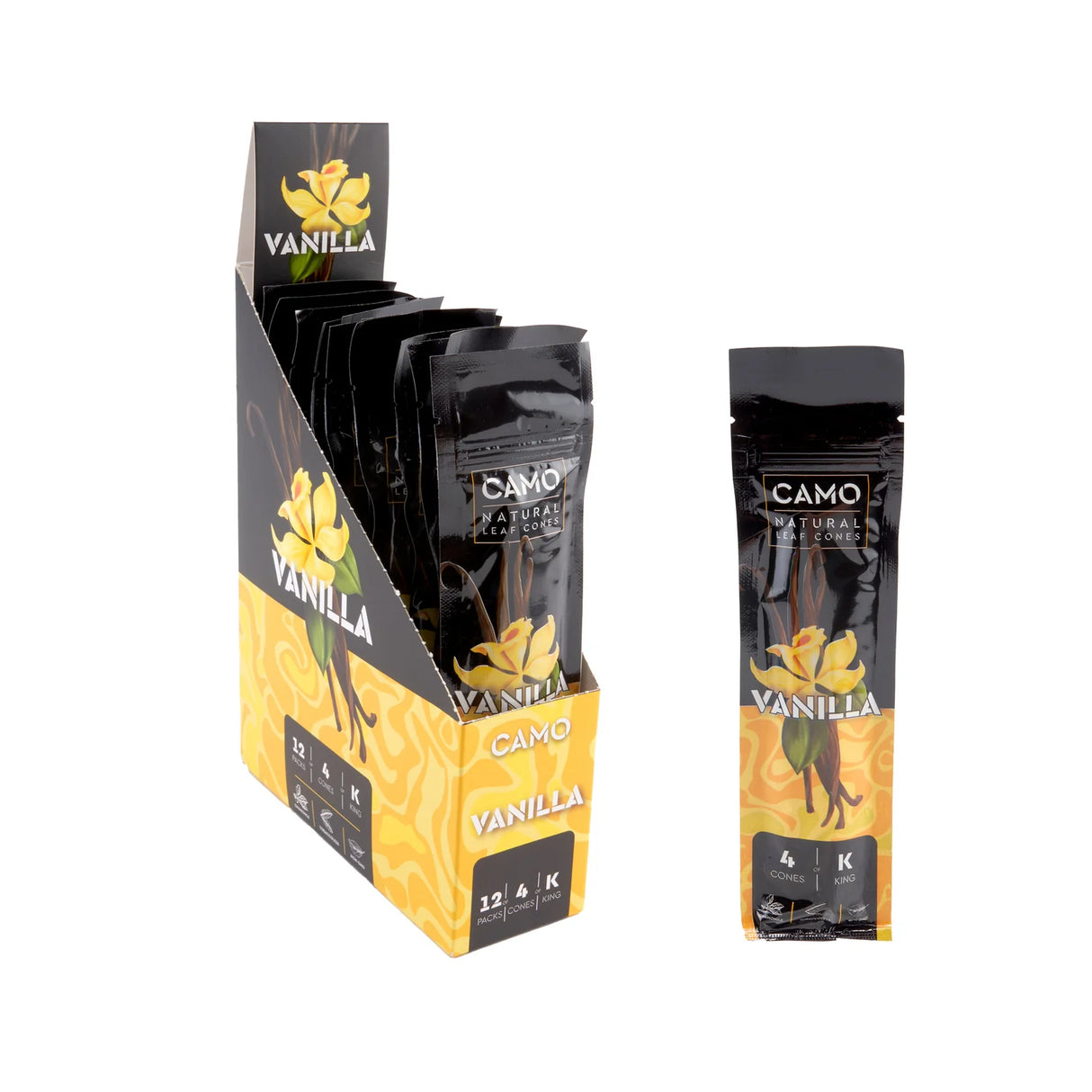 Camo Cones Vanilla King Size (4 Wraps Per Pouch)