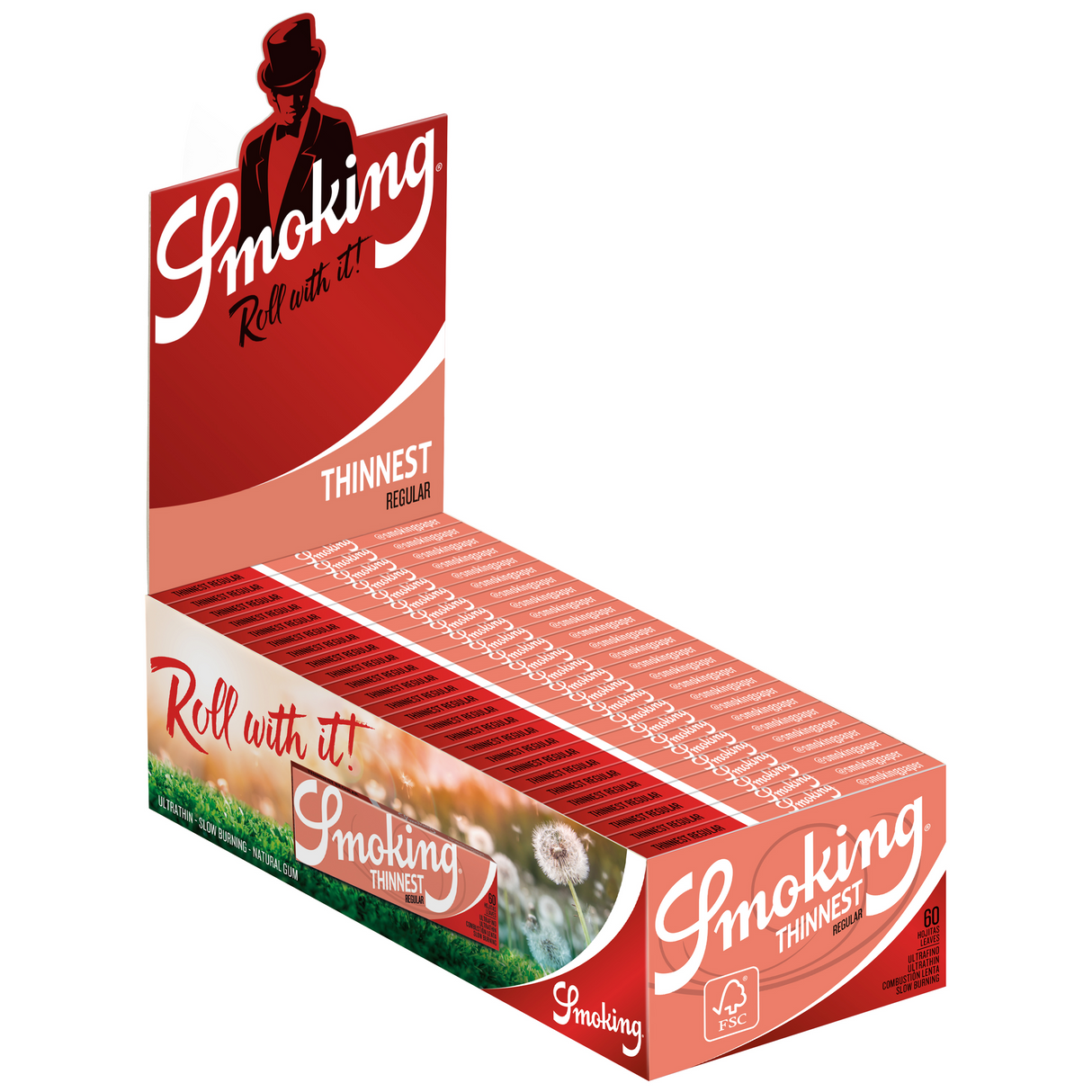 Smoking Brand Rolling Papers Thinnest Red Single Wide (60 Leaves)