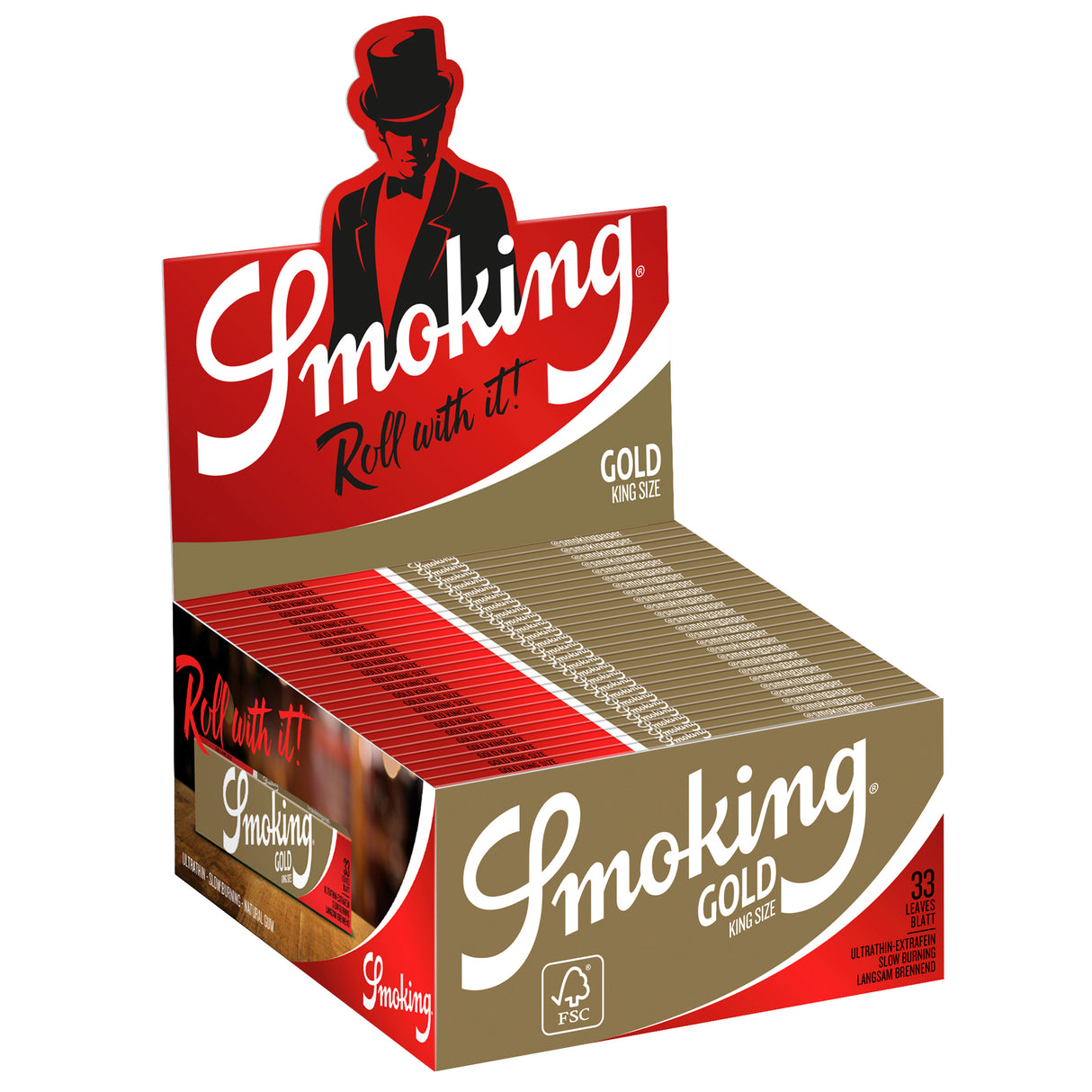 Smoking Brand Rolling Papers Gold King Size (33 Leaves)