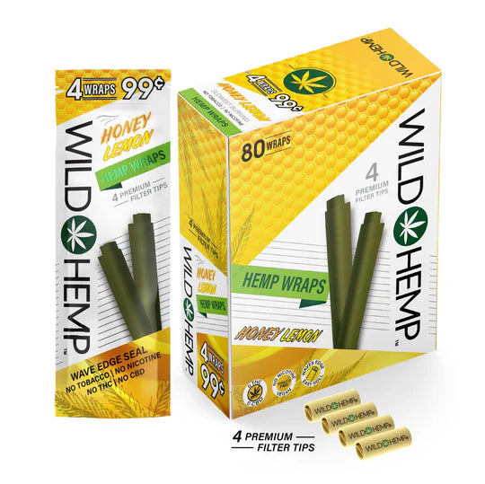 Wild Hemp Wraps Honey Lemon (4 Wraps Per Pouch)