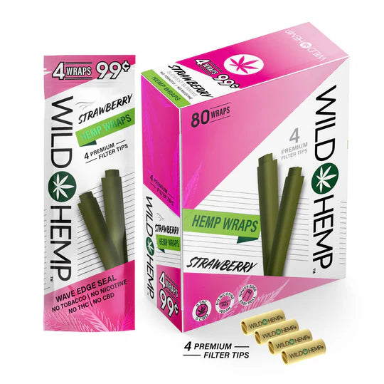 Wild Hemp Wraps Strawberry (4 Wraps Per Pouch)