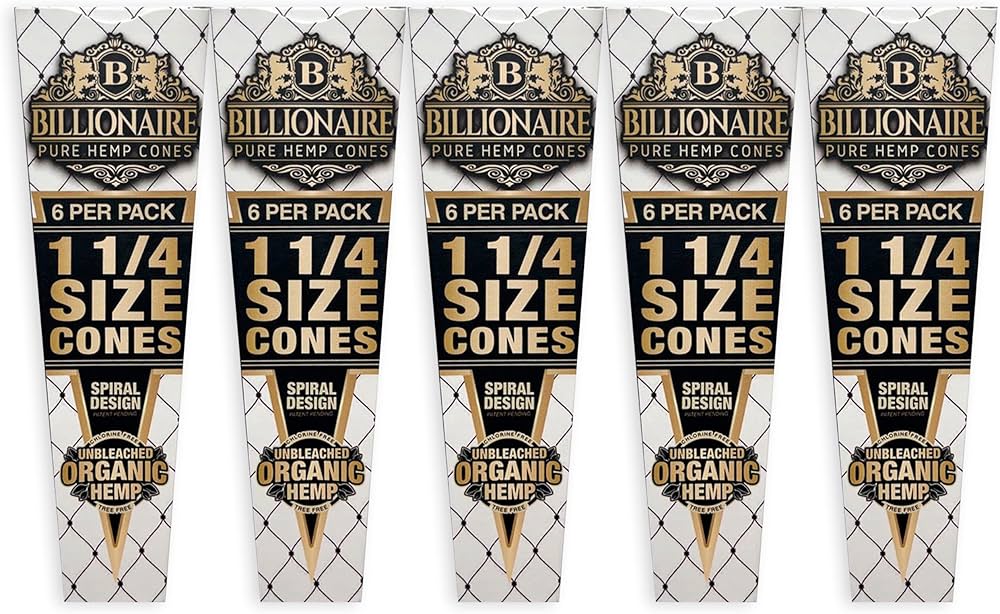 Billionaire Cones Unbleached Paper 1 1/4 (6 Cones)