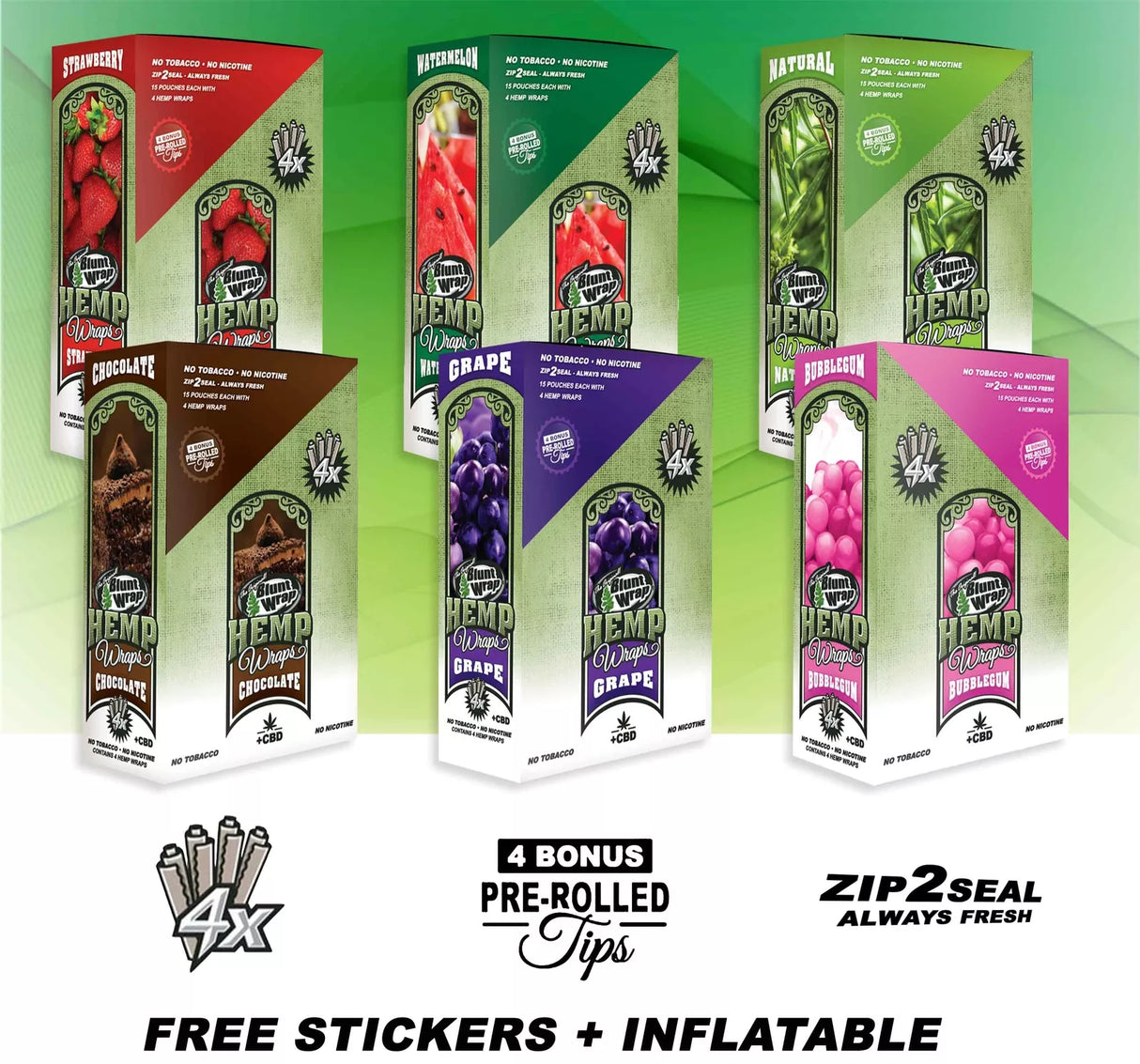 Blunt Wrap Hemp Wraps Bundle Retail Combo (90) & Blunt Wrap Inflatable