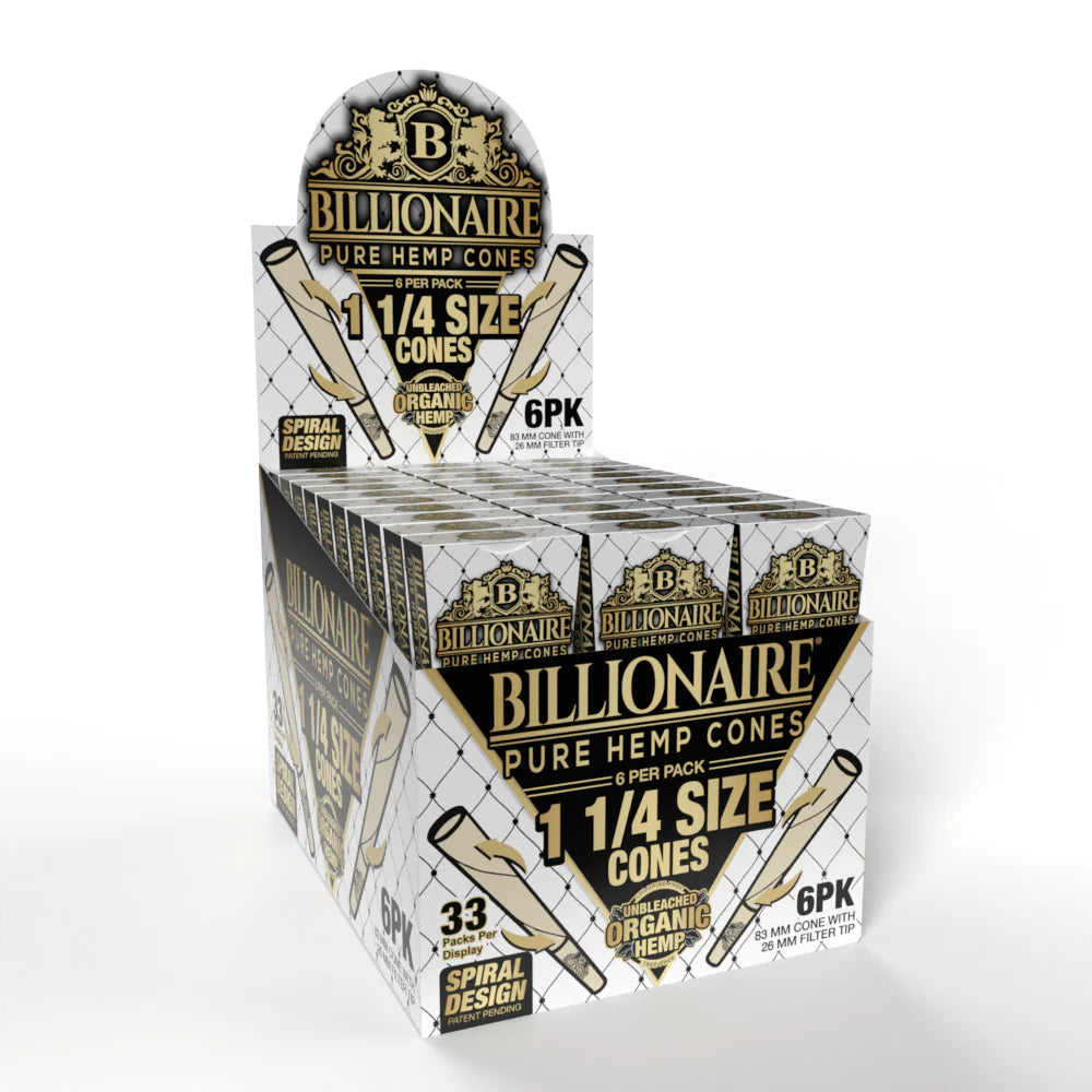 Billionaire Cones Unbleached Paper 1 1/4 (6 Cones)