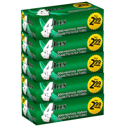 4 Aces RYO Cigarette Tubes Menthol 100mm 200ct Box