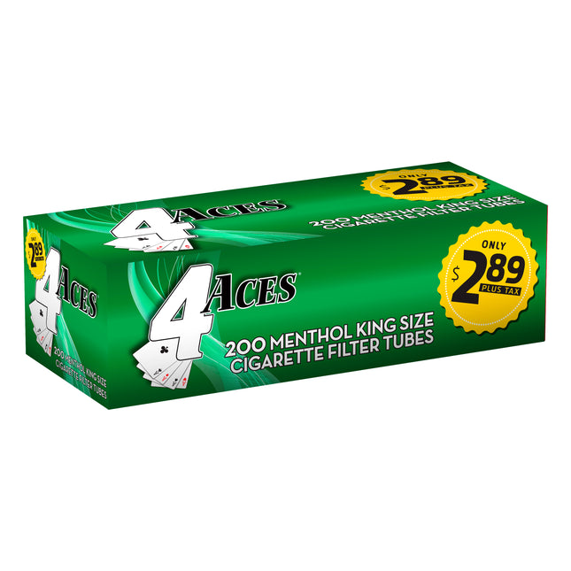 4 Aces RYO Cigarette Tubes Menthol King Size 200ct Box