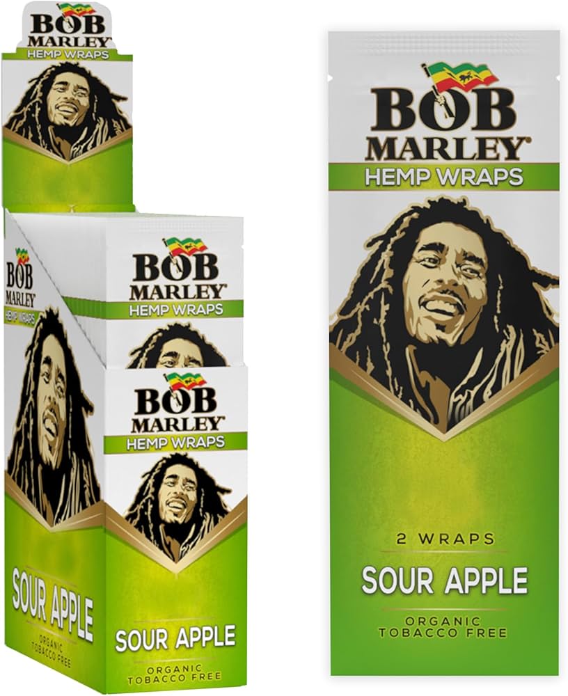 Bob Marley Hemp Wraps Sour Apple (2 Wraps Per Pouch)