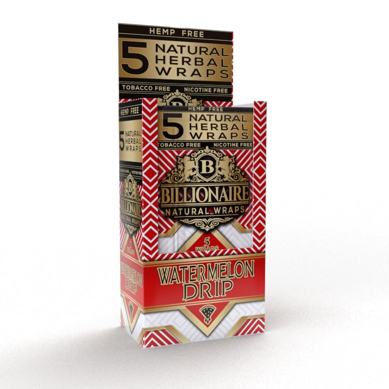 Billionaire Herbal Wraps Watermelon Drip (5 Wraps Per Pouch) - Made from Tea