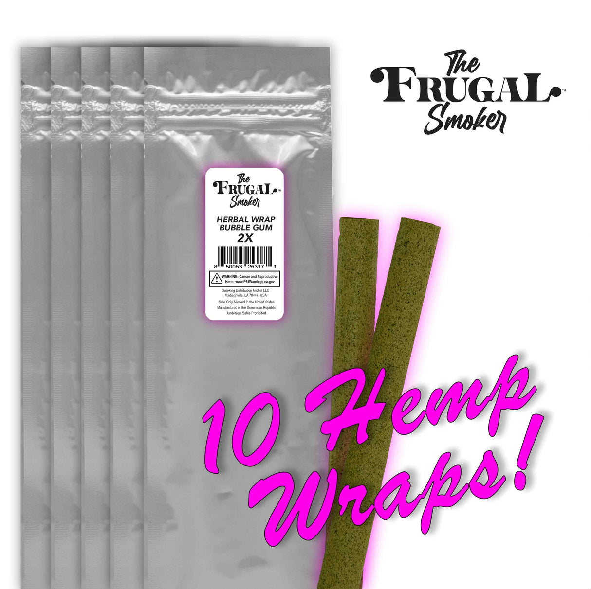 Frugal Smoker Wrap Bubble Gum (2 Wraps Per Pouch)