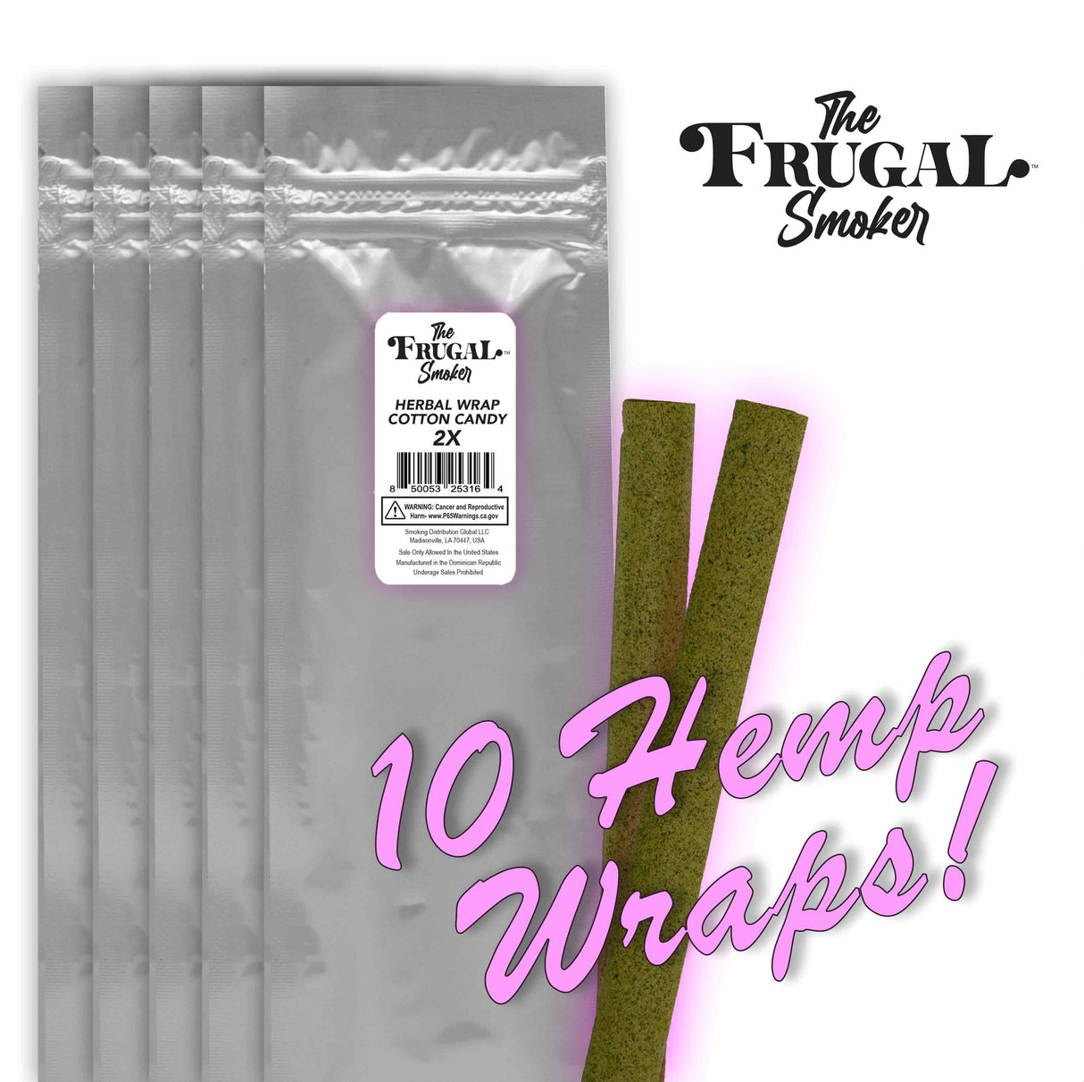 Frugal Smoker Wrap Cotton Candy (2 Wraps Per Pouch)