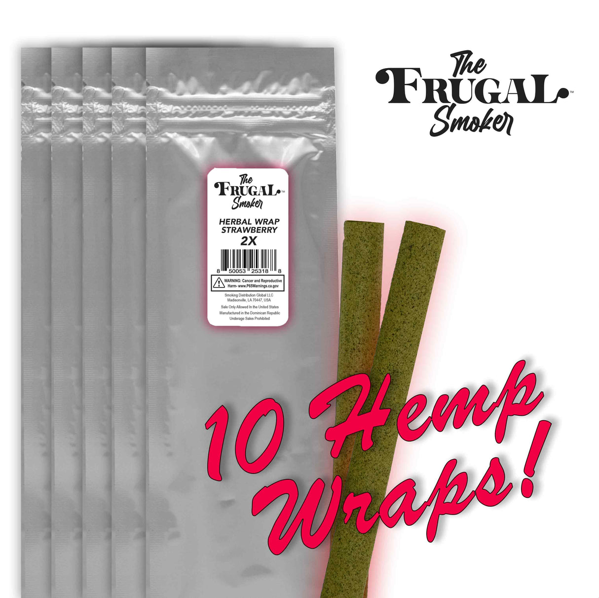 Frugal Smoker Hemp Wraps Strawberry (2 Wraps Per Pouch)
