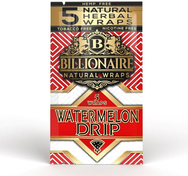 Billionaire Herbal Wraps Watermelon Drip (5 Wraps Per Pouch) - Made from Tea