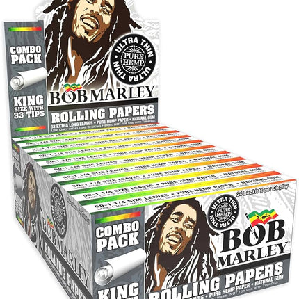 Bob Marley Rolling Papers Ultra Thin with Tips King Size Tips (33 Leaves)