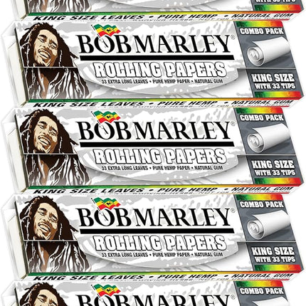 Bob Marley Rolling Papers Ultra Thin with Tips King Size Tips (33 Leaves)