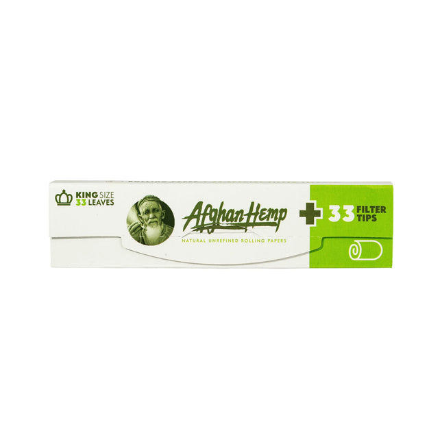 Afghan Hemp Rolling Papers with Tips King Size 33ct (110mm)