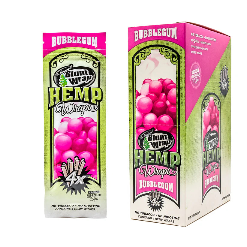 Blunt Wrap Hemp Wraps Bubblegum (4 Wraps per Pouch)