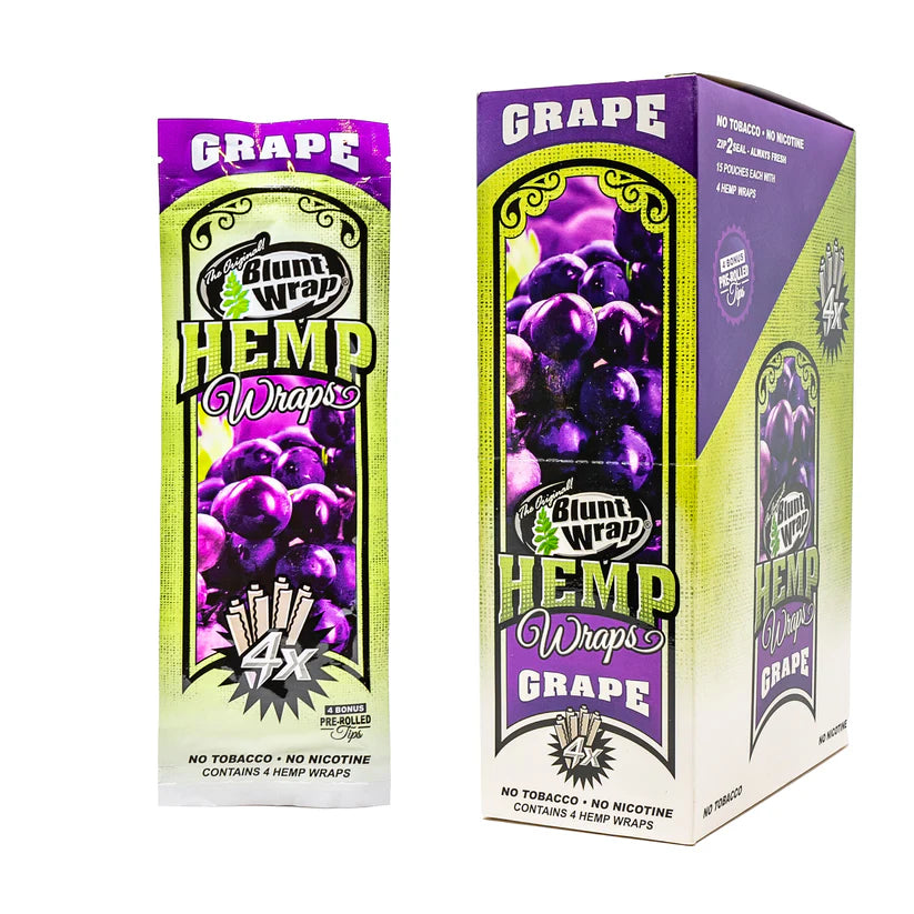 Blunt Wrap Hemp Wraps Grape (4 Wraps per Pouch)