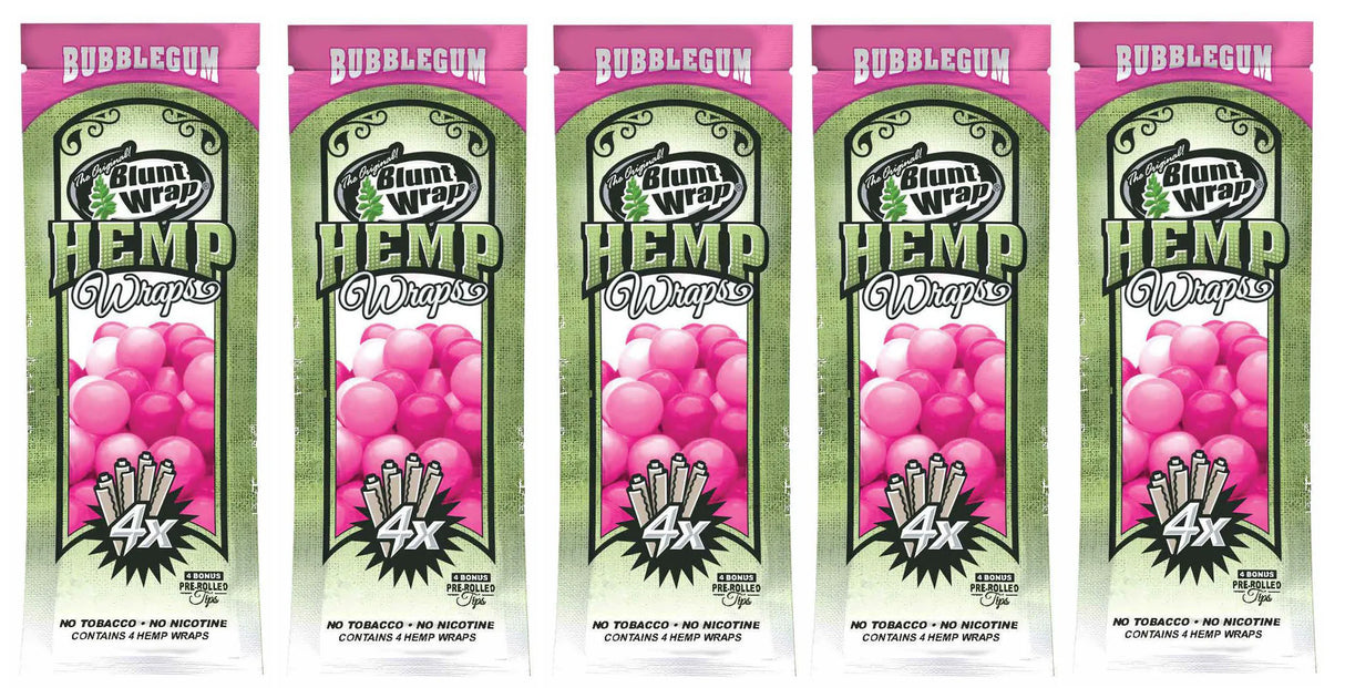 Blunt Wrap Hemp Wraps Bubblegum (4 Wraps per Pouch)