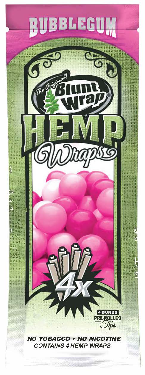 Blunt Wrap Hemp Wraps Bubblegum (4 Wraps per Pouch)