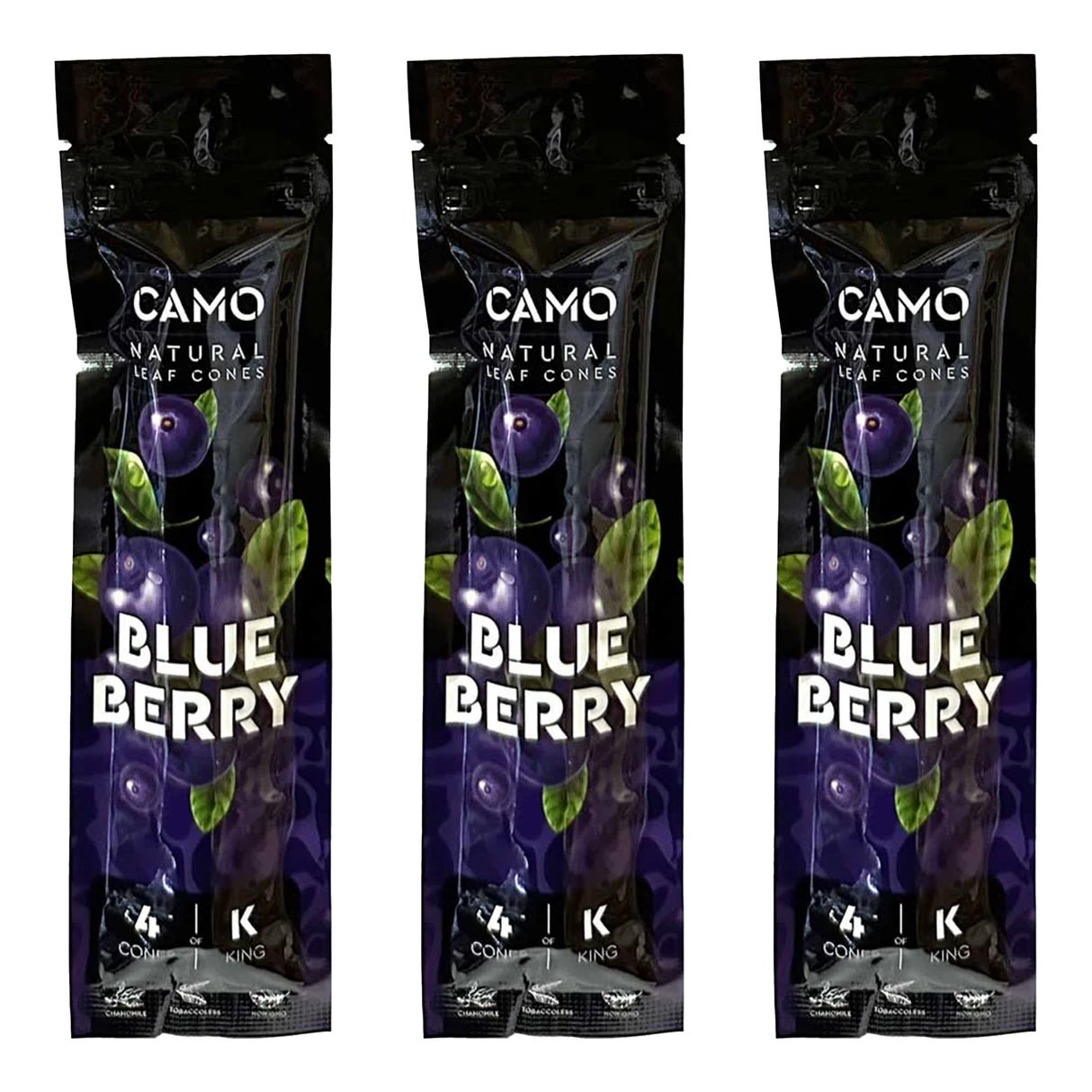Camo Cones Blueberry King Size (4 Wraps Per Pouch)