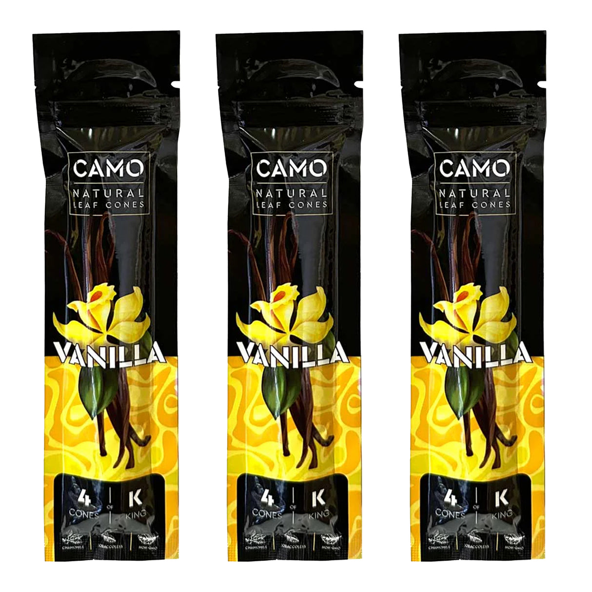 Camo Cones Vanilla King Size (4 Wraps Per Pouch)