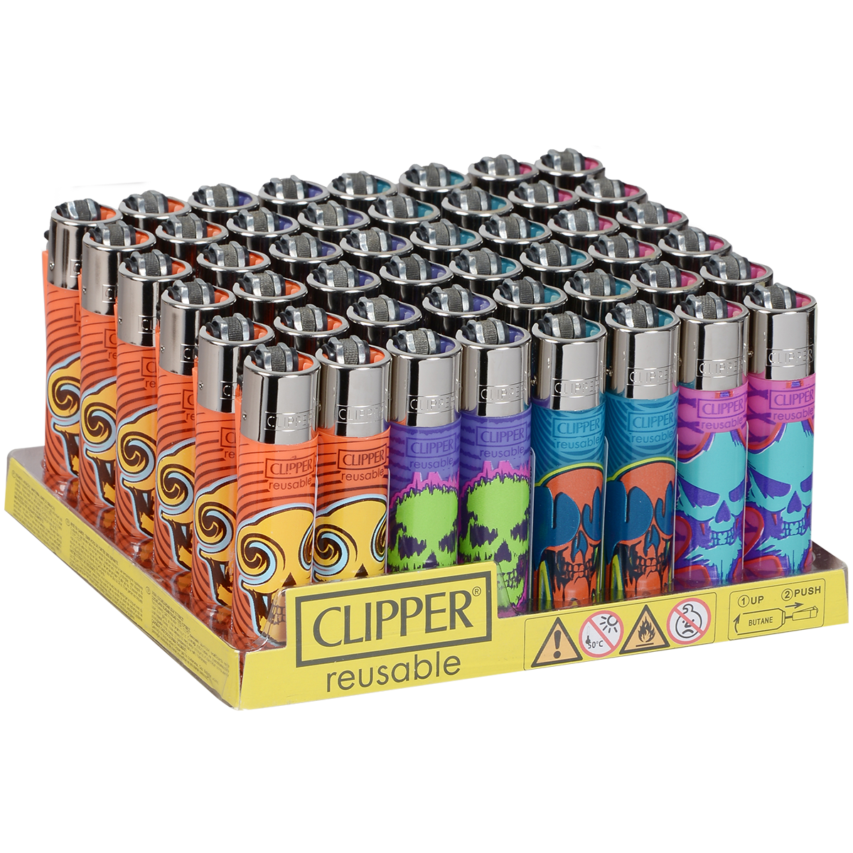Clipper Lighters Classic Size Natural Skulls