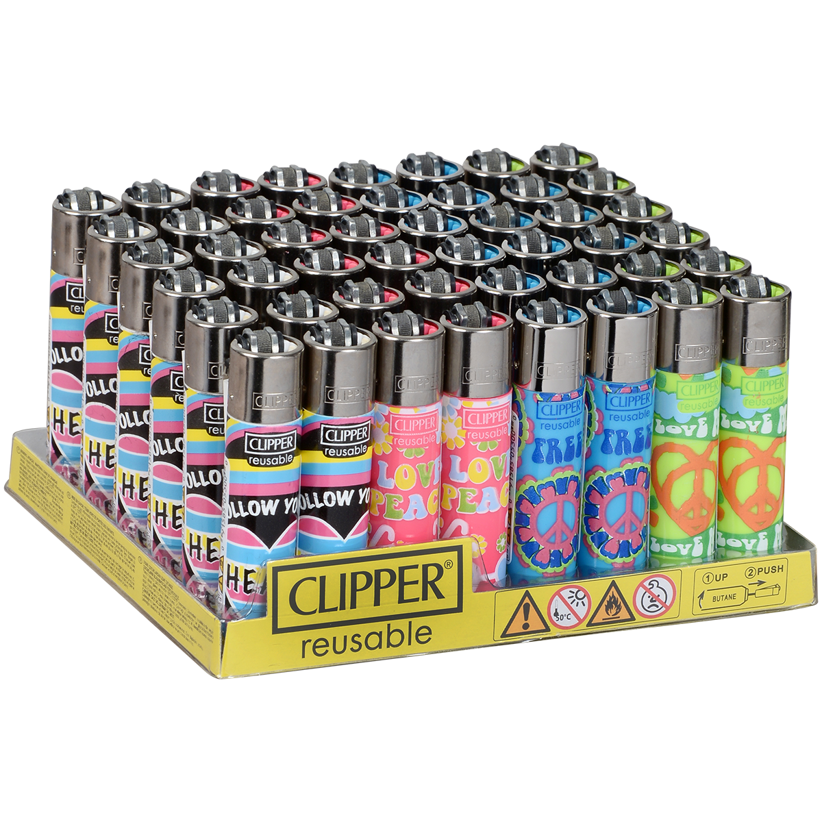 Clipper Lighters Classic Size 60's Psychedelic Colors