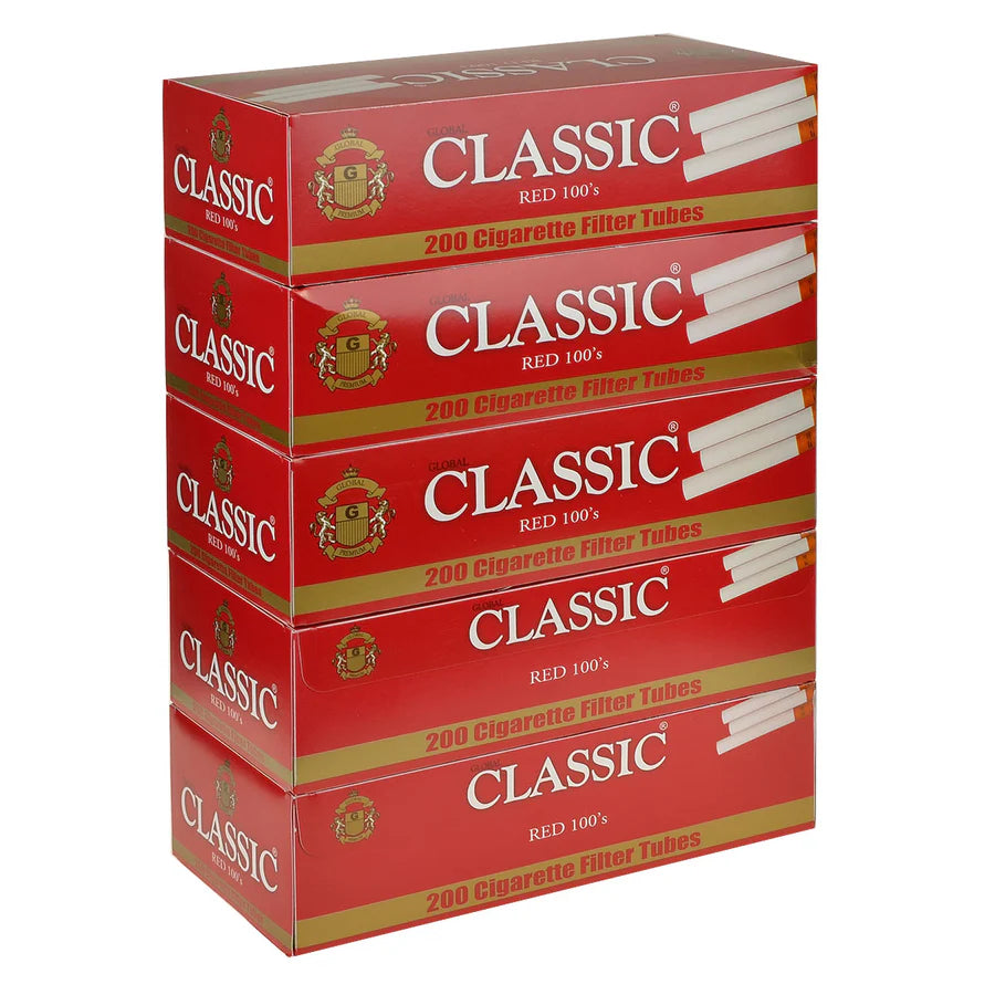 Classic Cigarette Tubes Red Full Flavor 100mm (200 Filter Tubes)
