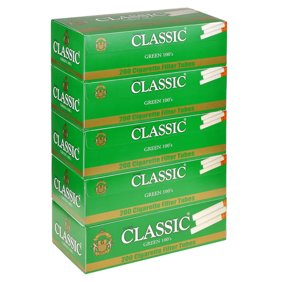 Classic Cigarette Tubes Green (Menthol) 100mm (200 Filter Tubes)