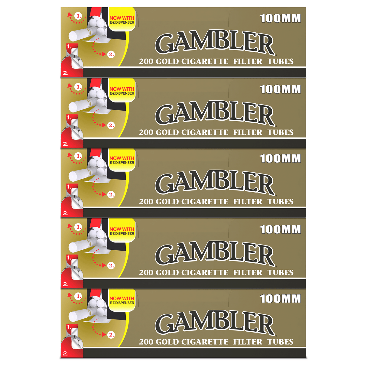 Gambler Cigarette Tubes Gold (Light) 100mm Size 200 Count