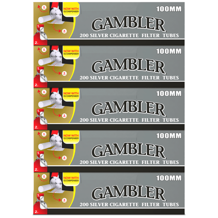 Gambler Cigarette Tubes Silver 100mm Size 200ct