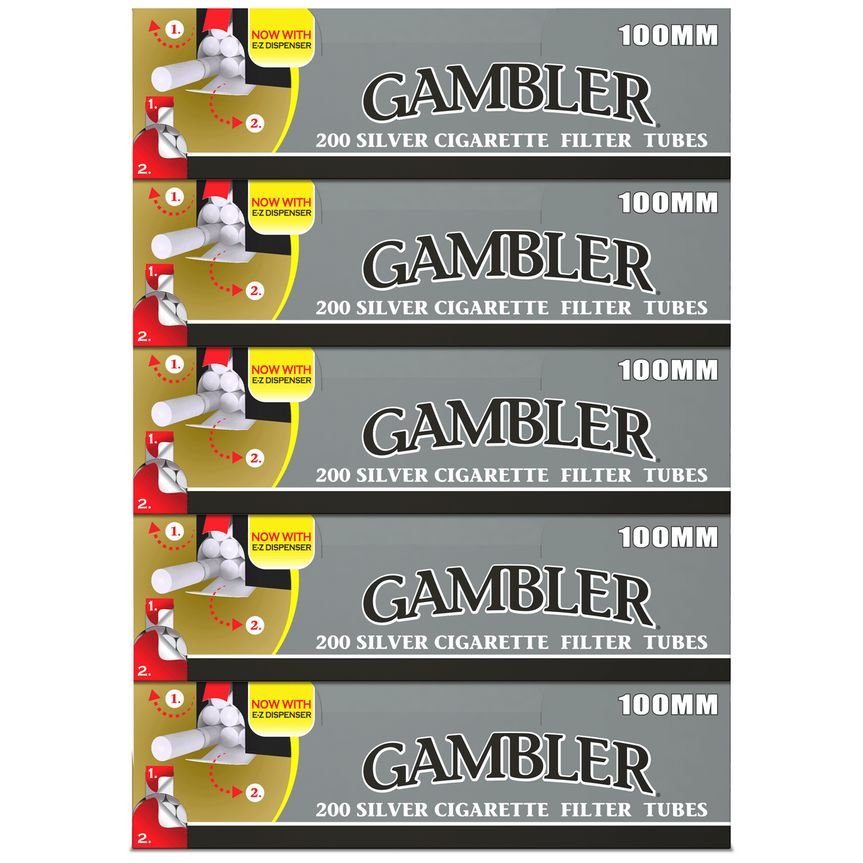 Gambler Cigarette Tubes Silver 100mm Size 200ct
