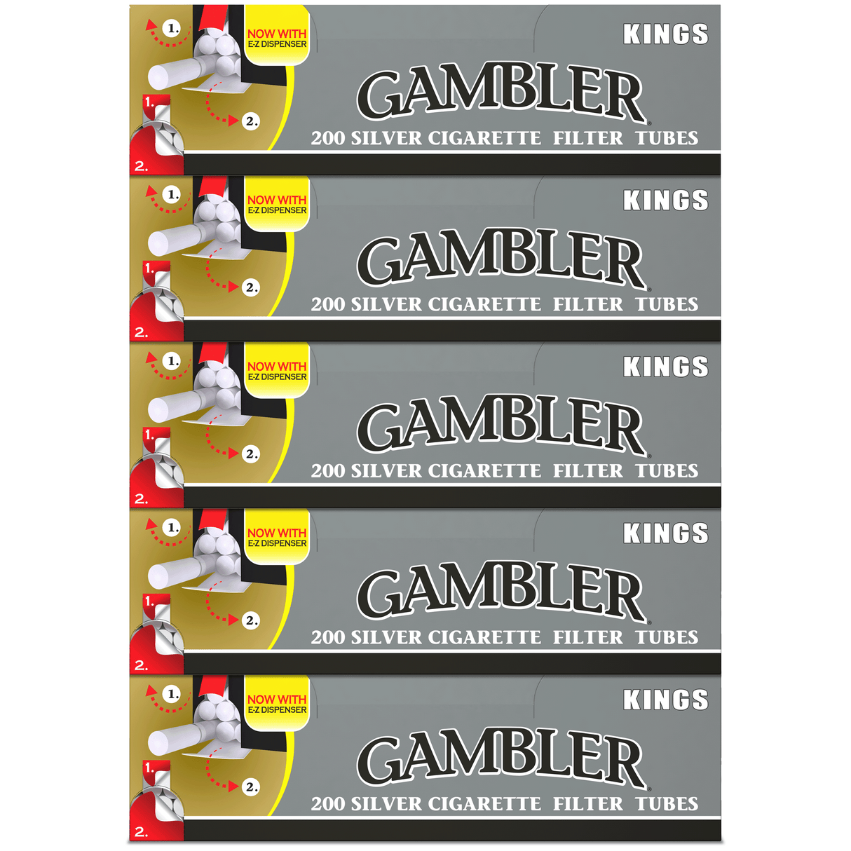 Gambler Cigarette Tubes Silver King Size 200ct