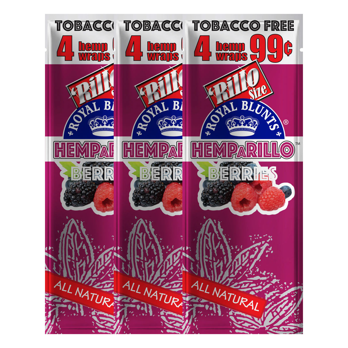 Hemparillo Hemp Wraps Berries (4 Wraps Per Pouch)