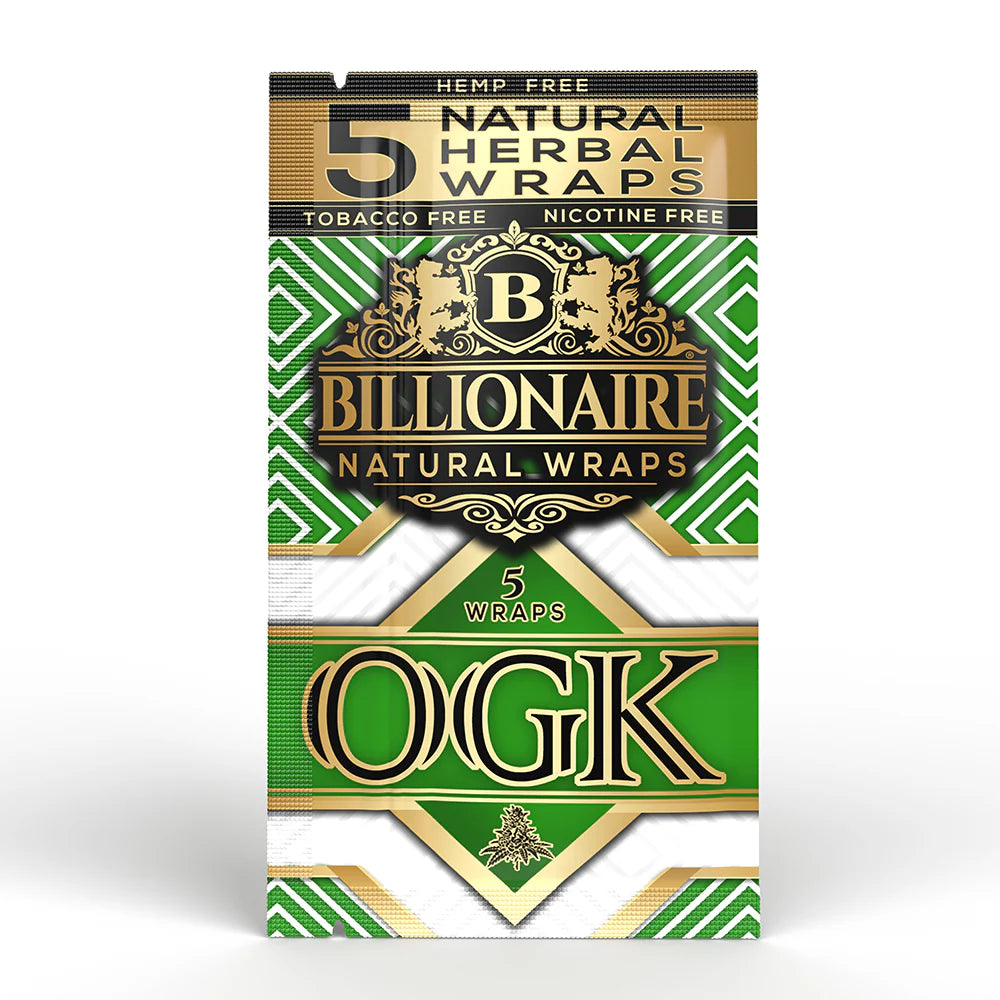 Billionaire Herbal Wraps OGK (5 Wraps Per Pouch) - Made from Tea