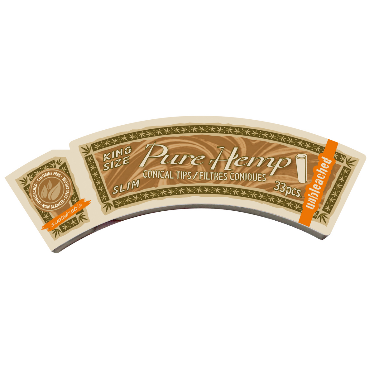 Pure Hemp Unbleached Conical Tips King Size Slim