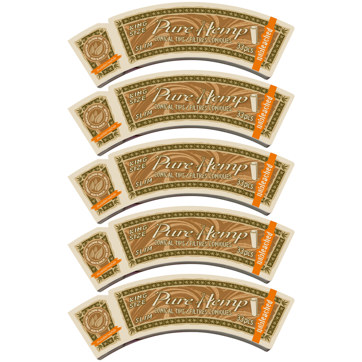 Pure Hemp Unbleached Conical Tips King Size Slim