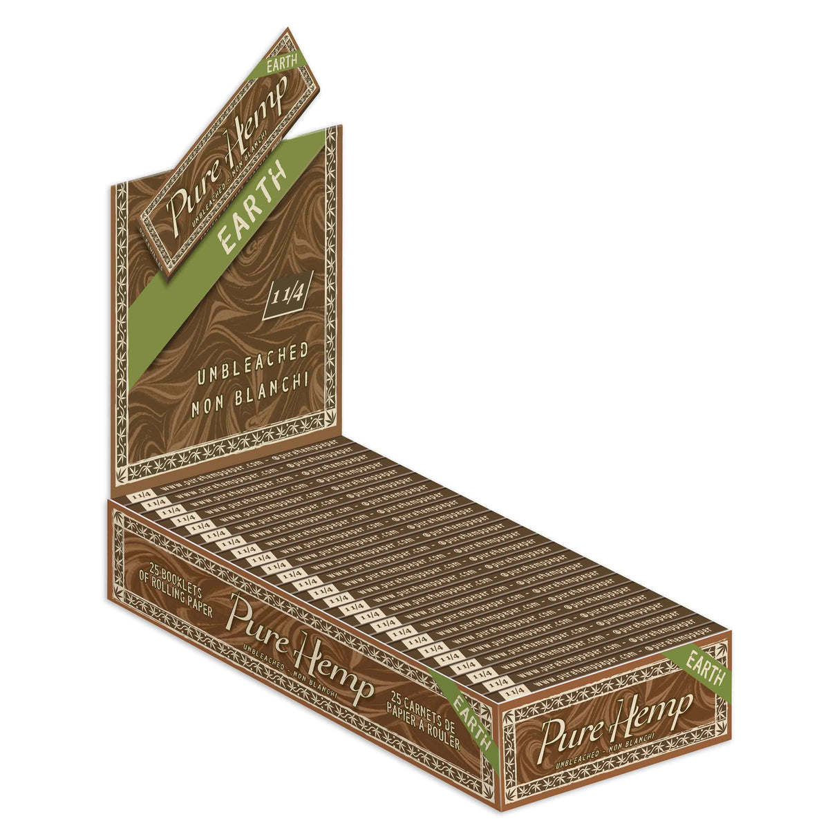 Pure Hemp Rolling Papers Earth 1 1/4 Size (50 Leaves)