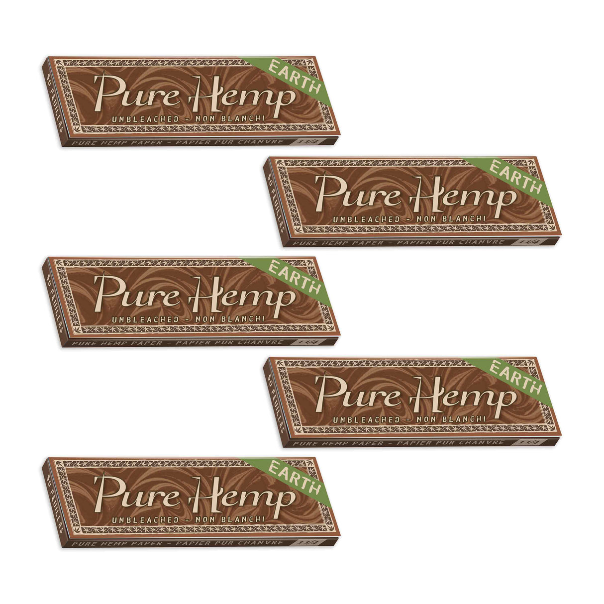 Pure Hemp Rolling Papers Earth 1 1/4 Size (50 Leaves)